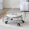 Acrylic Pulley Chair Low Stool with Backrest - Ergonomic Design & 360 Swivel Wheels for Home Cleaning, Office, Salon - Comfortable Rolling Seat for Adults (Pure Gray) view 2