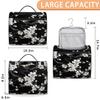 Adornori White Flowers Travel Toiletry Bag for Men and Women, Large Hanging Makeup Bag Organizer Toiletries Bag for Travel, Cosmetic Bag with Handle view 2