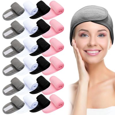 24 Pack Adjustable Spa Hair Bands With Closure, Stretchy Makeup Headbands For Skincare, Yoga, And Fitness