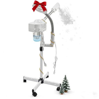 2-in-1 Salon Grade Professional Facial Steamer, Esthetician Steamer for Women with 5X Magnifying Lamp, 2 Adjustable Steam Levels, Hot Mist Function, for Salon Spa Home Beauty Equipment, White