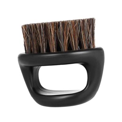 DEARMAMY 2pcs Boar Bristle Beard Brush Ergonomic Handle for Easy Grooming for Men's Beard Maintenance Portable for Travel Black