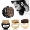 DEARMAMY 2pcs Boar Bristle Beard Brush Ergonomic Handle for Easy Grooming for Men's Beard Maintenance Portable for Travel Black view 3