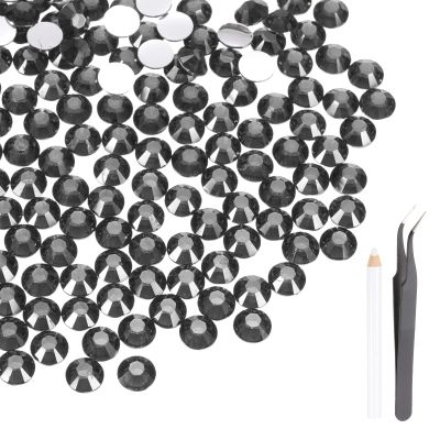 MECCANIXITY 2000pcs SS20 5mm Flatback Crystal Rhinestones, Resin Crystal Gems with Tweezer Dotting Pen Non Hotfix for Bedazzling Tumblers Mugs Bottles Nail DIY Crafts, Gray