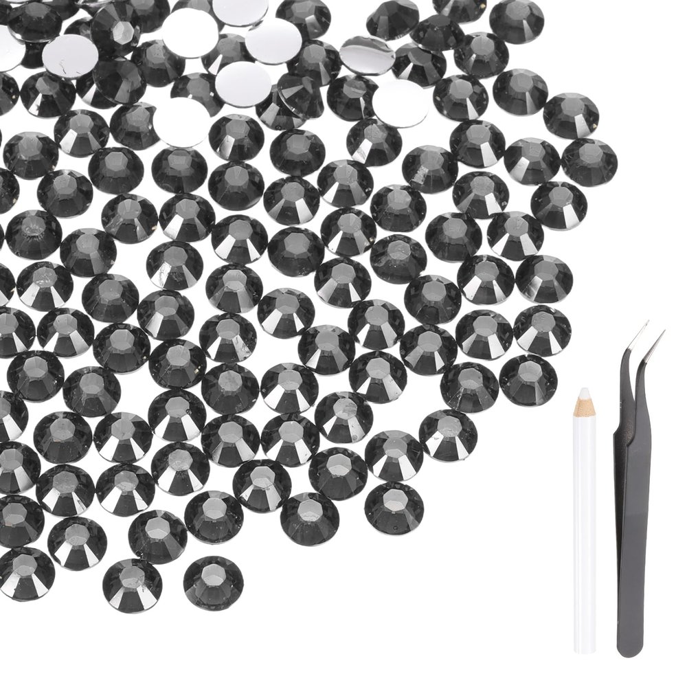 MECCANIXITY 2000pcs SS20 5mm Flatback Crystal Rhinestones, Resin Crystal Gems with Tweezer Dotting Pen Non Hotfix for Bedazzling Tumblers Mugs Bottles Nail DIY Crafts, Gray