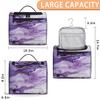 Adornori Purple Marble Travel Toiletry Bag for Men and Women, Large Hanging Makeup Bag Organizer Toiletries Bag for Travel, Cosmetic Bag with Handle view 2
