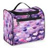 Adornori Valentine's Day Pink Purple Heart Travel Toiletry Bag for Men and Women, Large Hanging Makeup Bag Organizer Toiletries Bag for Travel, Cosmetic Bag with Handle view 1