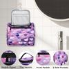 Adornori Valentine's Day Pink Purple Heart Travel Toiletry Bag for Men and Women, Large Hanging Makeup Bag Organizer Toiletries Bag for Travel, Cosmetic Bag with Handle view 3