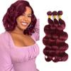 99J Human Hair Bundles Burgundy Body Wave 3 Bundles 14 14 14 inch Red Body Wave Human Hair Weave Bundle 99j Color view 1