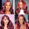99J Human Hair Bundles Burgundy Body Wave 3 Bundles 14 14 14 inch Red Body Wave Human Hair Weave Bundle 99j Color view 2