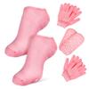 DECOMELODY Spa Moisturizing Socks and Gloves Set 2 Pairs Pink Hydrating Foot Care and Skin Care Comfortable Moisturizing Socks for Dry Skin for Home Use view 1