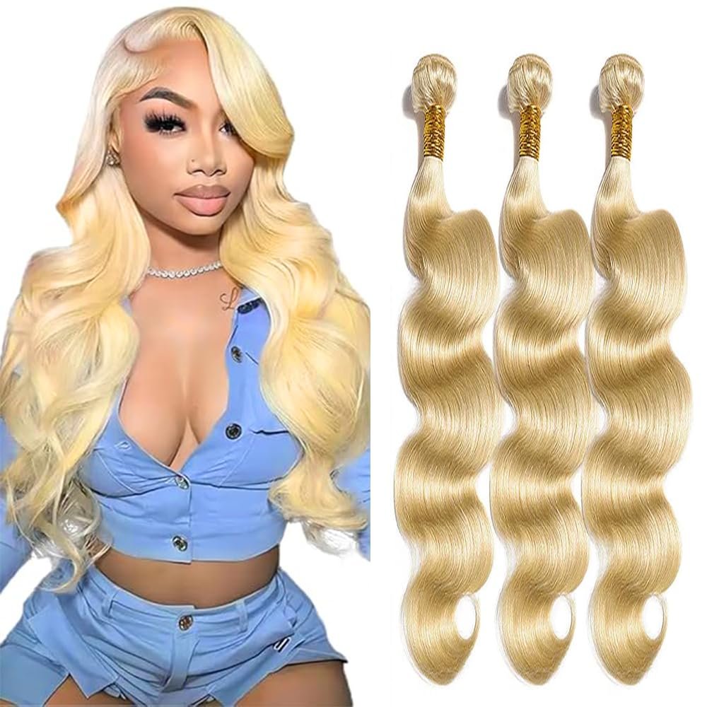 12 14 16 Inch Color 613 Human Hair Blonde Bundles Honey Blonde Body Wave Human Hair Wet And Wavy Brazilian Hair Weave Bundles Unprocessed Hair Extension