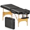 Brelley Massage Table Portable Wooden Lash Bed 24" Wide Adjustable Height 2-Fold Spa Table Foldable Tattoo Bed (Black) view 1