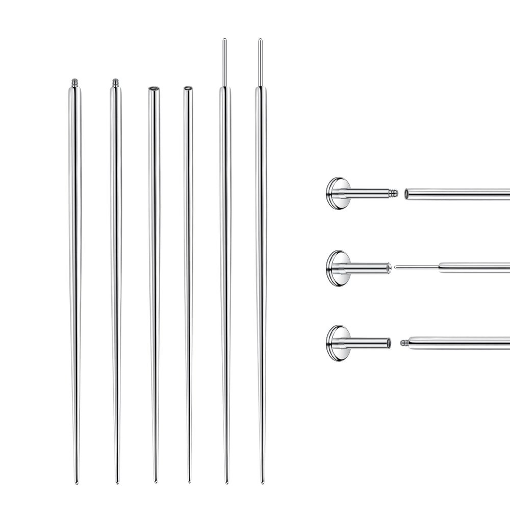 VOJO Piercing Ball Grabber Tool Kit 16G,18G Stainless Steel Flat Back Earrings Applicator with Threaded & Threadless Insertion Pins for Ear Nose Lip Body Jewelry Changes (Piercing Tapers)