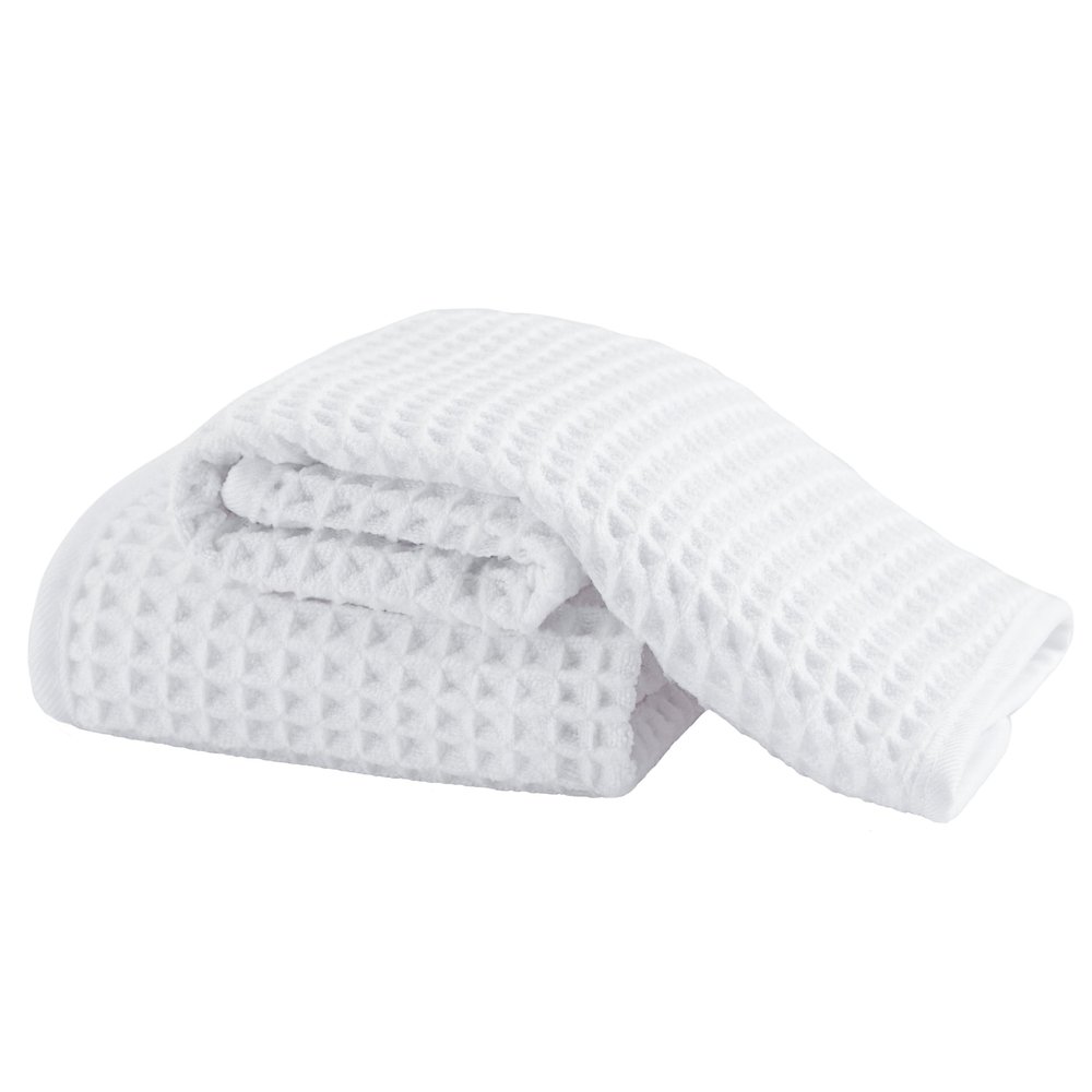 Microfiber Waffle Face Towels, 2 Pieces, Soft, Absorbent, Fast Drying, Lint Free (White)