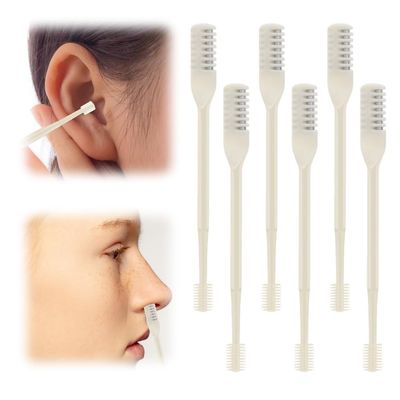 Eadwe 2-in-1 Nasal Hair Cutter, 2025 New 360 Rotating Nose Hair Trimmer Remover Tool,Portable Nasal Grooming Kit for Travel, Safe Design Nose Hair Scissors for Men and Women (Beige*6)