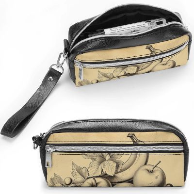 NTVOWPZO Leather Pencil Cases An Elegant Bowl Pen Pouch Travel Cosmetic Bag for Purse Portable Makeup Brush Bag Holder Coin Purse for Women Makeup Case Organizer