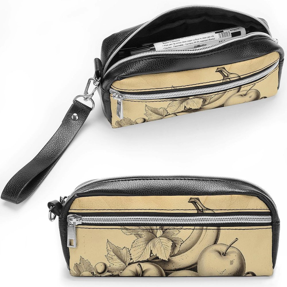NTVOWPZO Leather Pencil Cases An Elegant Bowl Pen Pouch Travel Cosmetic Bag for Purse Portable Makeup Brush Bag Holder Coin Purse for Women Makeup Case Organizer