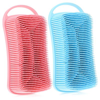 BAZEITFLOW 2pcs Silicone Body Scrubbers for Shower Exfoliating Bath Brush for Lightweight and for All Skin Types Portable for Travel Use