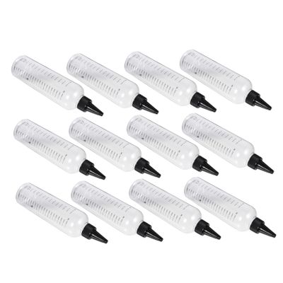 UTHCLO 12pcs 500ml Squeeze Measuring Bottle Scale Plastic Applicator for Hairdressing and Perming Leak-proof Design