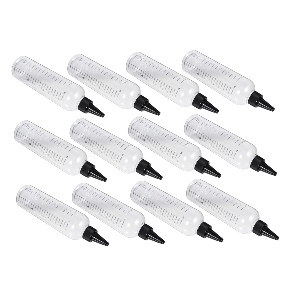 UTHCLO 12pcs 500ml Squeeze Measuring Bottle Scale Plastic Applicator for Hairdressing and Perming Leak-proof Design