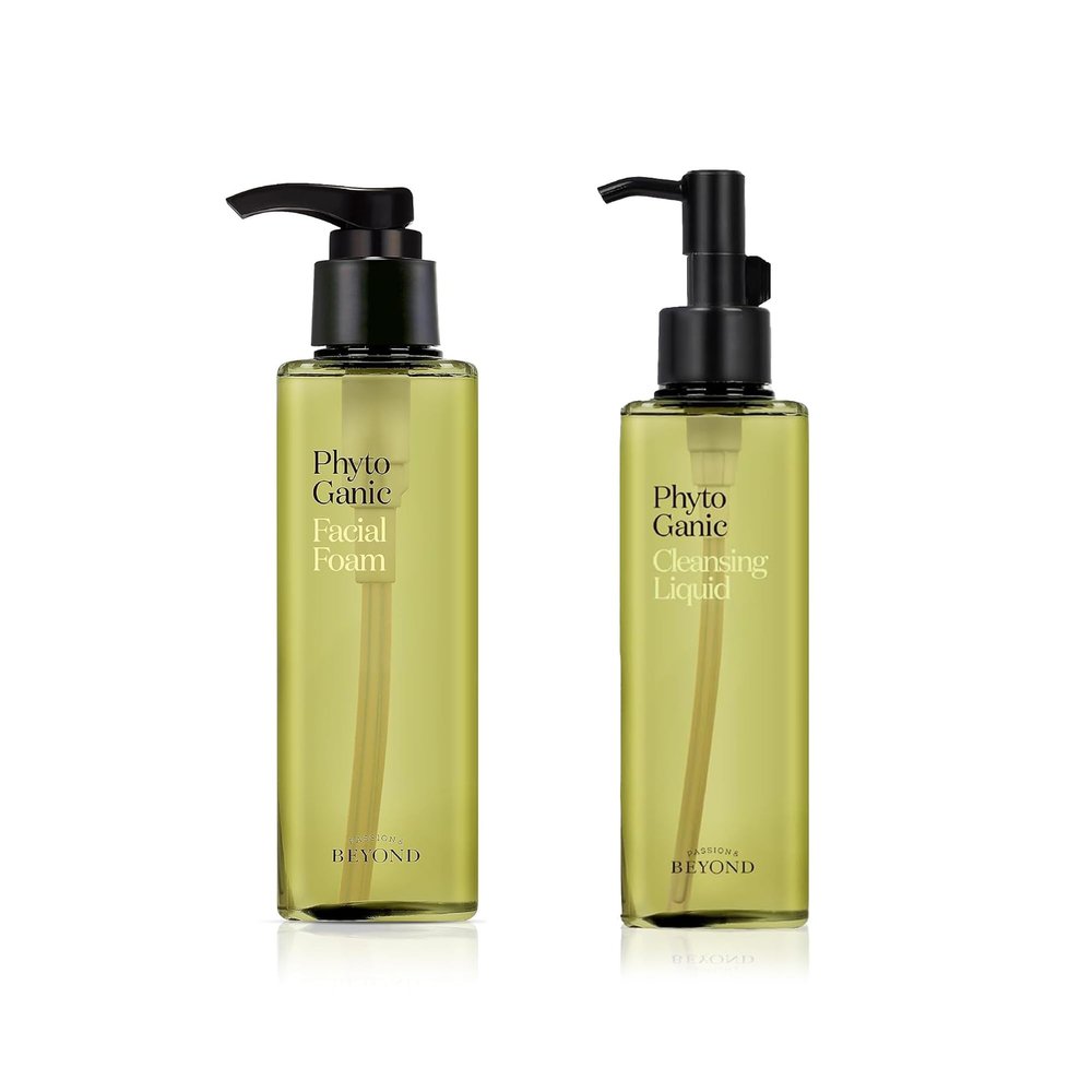 BEYOND Phytoganic Facial Cleansing Foam (6.8fl oz) & Phytoganic (Cleansing Liquid, 6.8fl oz) - Vegan Formula Korean Skin Care.