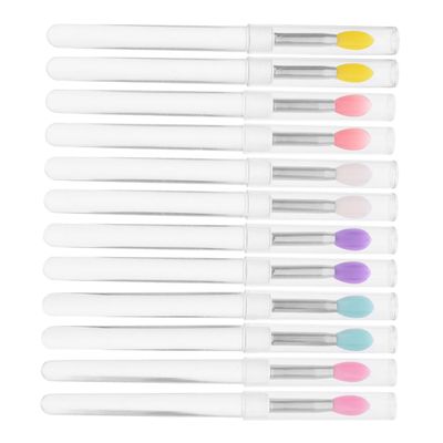 Beaupretty 12pcs Portable Lip Brush Covers Multi-color Lip Gloss Applicator Wands for Easy Makeup Application Travel-friendly and Easy to Clean