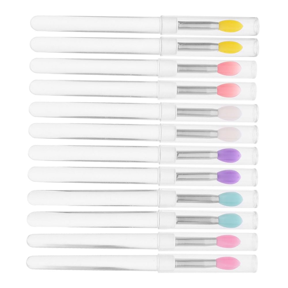 Beaupretty 12pcs Portable Lip Brush Covers Multi-color Lip Gloss Applicator Wands for Easy Makeup Application Travel-friendly and Easy to Clean