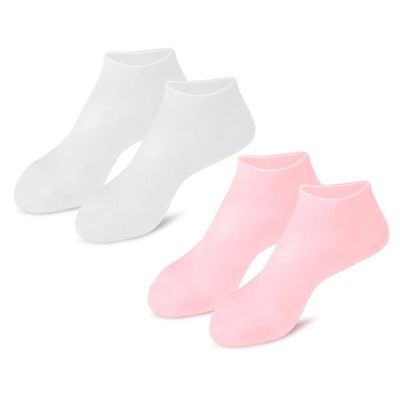 DEARMAMY 2Pairs Moisturizing Socks for Dry Cracked Feet Softening Foot Cover with Slip Design Breathable Household Foot Care Masks for Daily Use