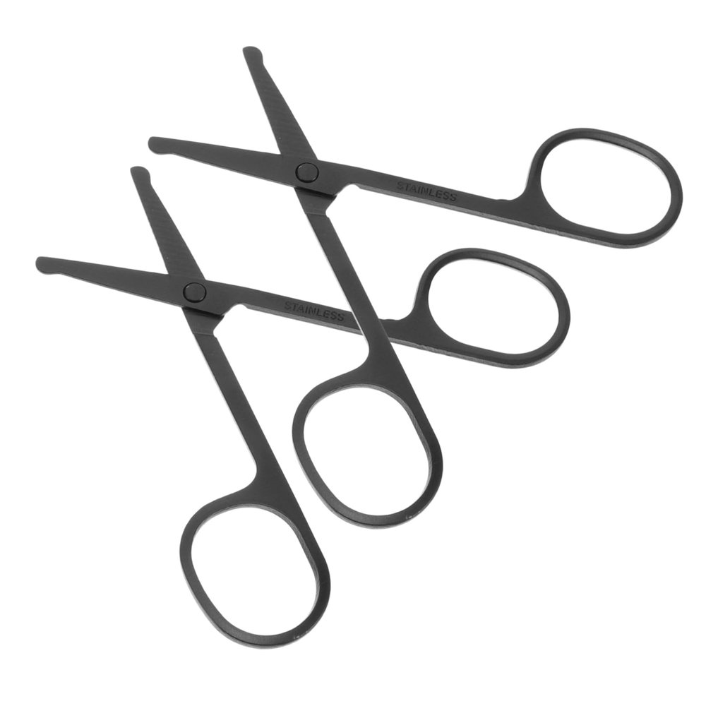DECOMELODY Stainless Steel Round Tip Scissors for Hair Trimming 2pcs Eyebrow and Nose Hair Scissors Set for Men and Women Portable Grooming Tools