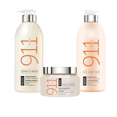 Biotop Professional 911 Quinoa Hair Care Trio Shampoo (33.8 oz), Conditioner (33.8 oz), and Hair Mask (18.6 oz) for Dry, Damaged, and Color-Treated Hair