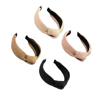 TOGEVAL 4pcs Knotted Headband Decorative Raffia Hairbands and Light for Parties Dances and Everyday Wear Chic and Stylish Hair Accessories for Women