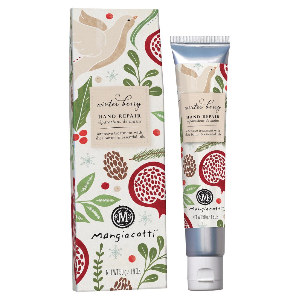 Mangiacotti Hand Repair Cream Shea Butter & Chamomile, Fast-Absorbing Moisturizer for Dry Hands, Made in USA, 1.8 oz, Winter Berry