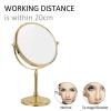 8 Inch Double-Sided Brass Countertop Makeup Mirror, 1X & 3X/5X/7X/10X Magnification, 360 Rotating Vanity Mirror, Gold Finish(Gold,5X) view 3