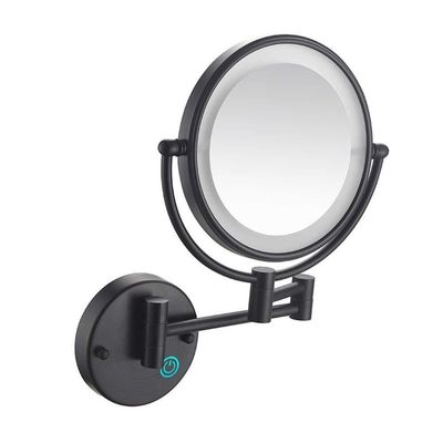 8-Inch Two-Sided Wall Mounted Makeup Mirror with LED Lights, 7X Magnification, 360 Swivel Rotation, 11.1-Inch Extension (Bright Silver)(Matte Black,7X)