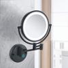 8-Inch Two-Sided Wall Mounted Makeup Mirror with LED Lights, 7X Magnification, 360 Swivel Rotation, 11.1-Inch Extension (Bright Silver)(Matte Black,7X) view 4