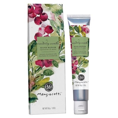 Mangiacotti Hand Repair Cream Shea Butter & Chamomile, Fast-Absorbing Moisturizer for Dry Hands, Made in USA, 1.8 oz, Cranberry Wreath