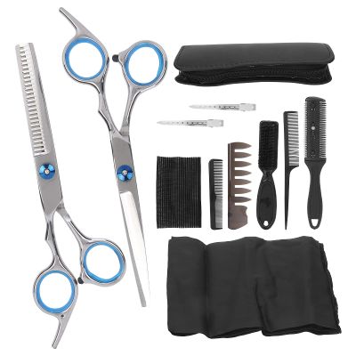 12pcs Hair Cutting Scissors Kit Stainless Steel Shears, Hairdressing Cape, Clips, Combs Set for Salon or Home Use