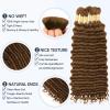 Brown Human Braiding Hair for Boho Braids,150g 24 Inch 6 Bundles # 30 Deep Water Wave Bulk Boho Curly Human Hair Bundle for Braiding,12 A Auburn No Weft Wet and Wavy Knotless Braiding Hair Extensions view 2
