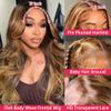 4/27 Honey Blonde Ombre Lace Front Wig Human Hair 13x6 HD Highlight Body Wave Lace Frontal Wigs Glueless Wigs Pre Plucked with Baby Hair 180 Density 24Inch view 2