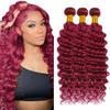 34 34 34 inch 99j Human Hair Bundles Burgundy Deep Wave 3 Bundles Vinmdonm Red Bundle Human Hair Extensions 300g view 1