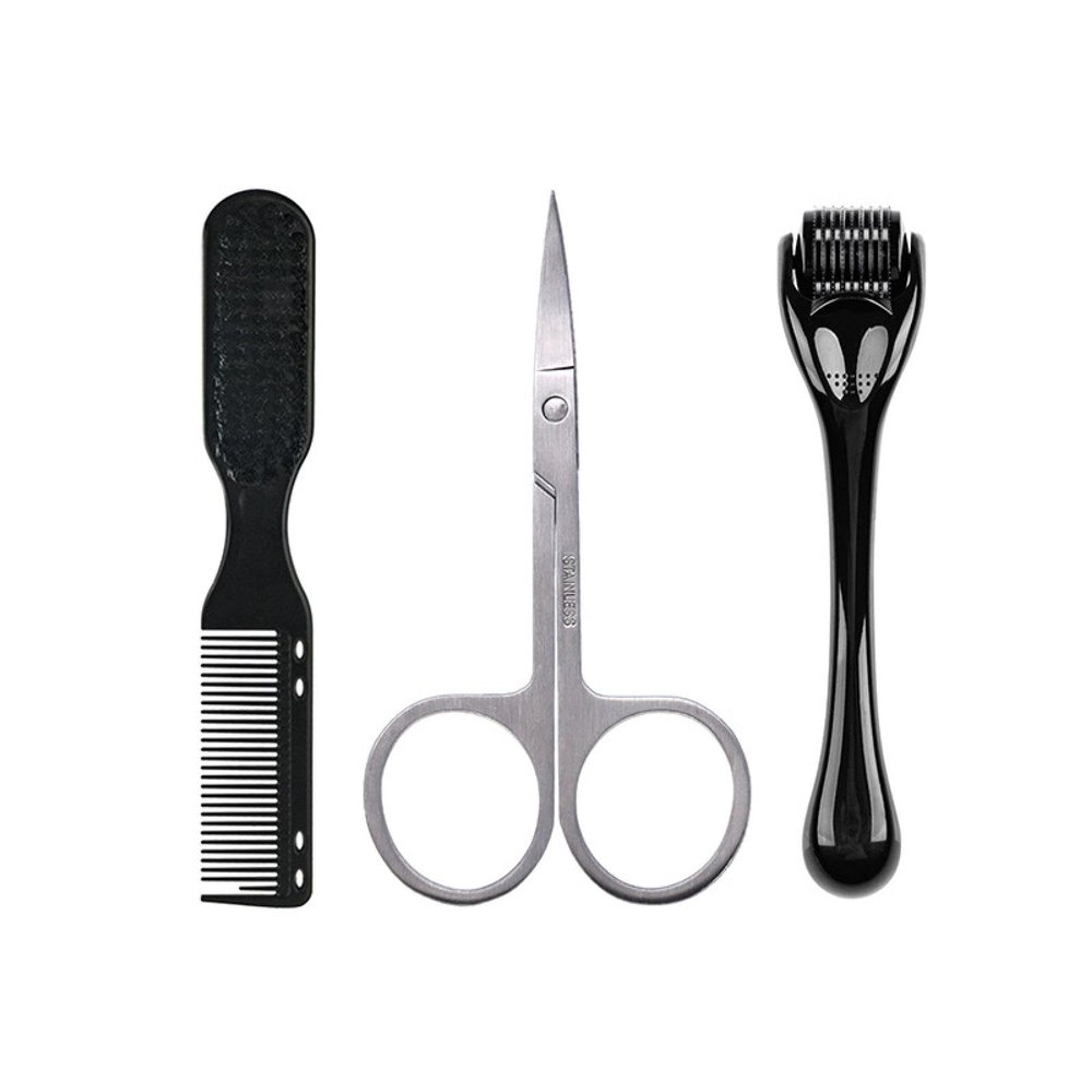ACHANHUAI Beard Care Trio Set Men's Beard Brush Comb Beard Trimming Care Set Beard Set