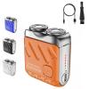 2025 New Portable Rotary Double-Ring Electric Shavers, Mini Double-Head Electric Shavers, Waterproof Shaver, Trend Suitcase Shaver, Easy to Clean, Suitable for Home Travel (Orange) view 1