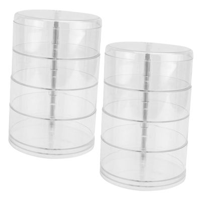 ABOOFAN 2pcs Multi-tier Rotating Makeup Organizer Transparent Storage Box for Cosmetics Jewelry Space-saving Vanity Holder Easy