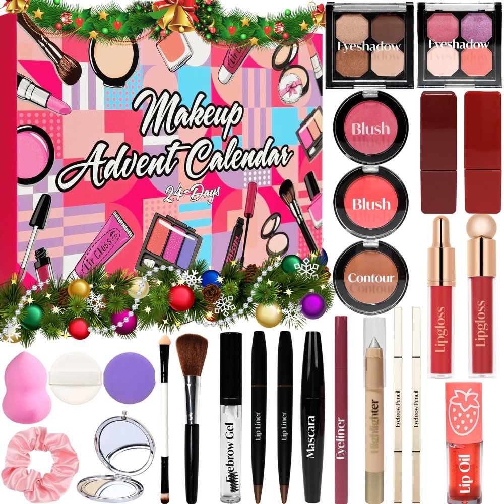 Makeup Advent Calendar 2025 Teen Girls Women Beauty Make Up Advent Calendar, 24 Days 2025 Christmas Countdown Full Makeup Kits Beauty Skincare Sets Gifts For Teen Girls women