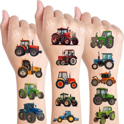 10 Sheets Tractor Temporary Tattoos for Kids,Farm & Construction Themed Party Supplies, Birthday Decorations, Tattoo Stickers for Boys & Girls, Classroom Rewards, Carnival Prizes