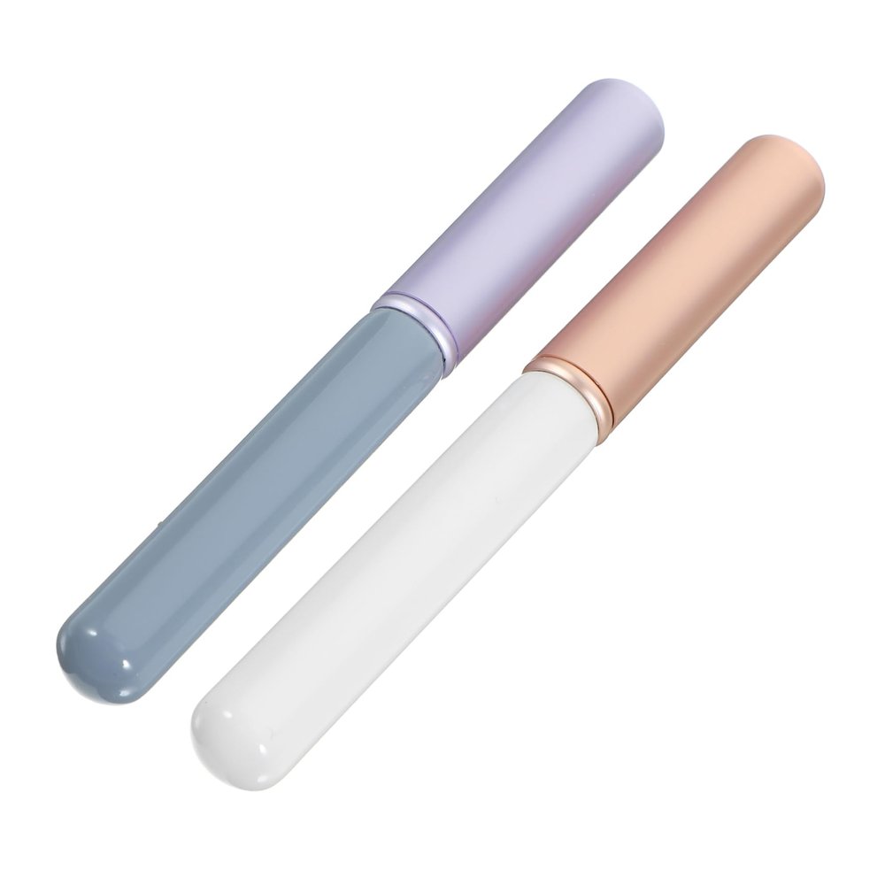 DEARMAMY 2pcs Mini Lip Brush Lid Portable Lipstick Applicator for Women Lip Gloss Makeup Tool for Precise Application