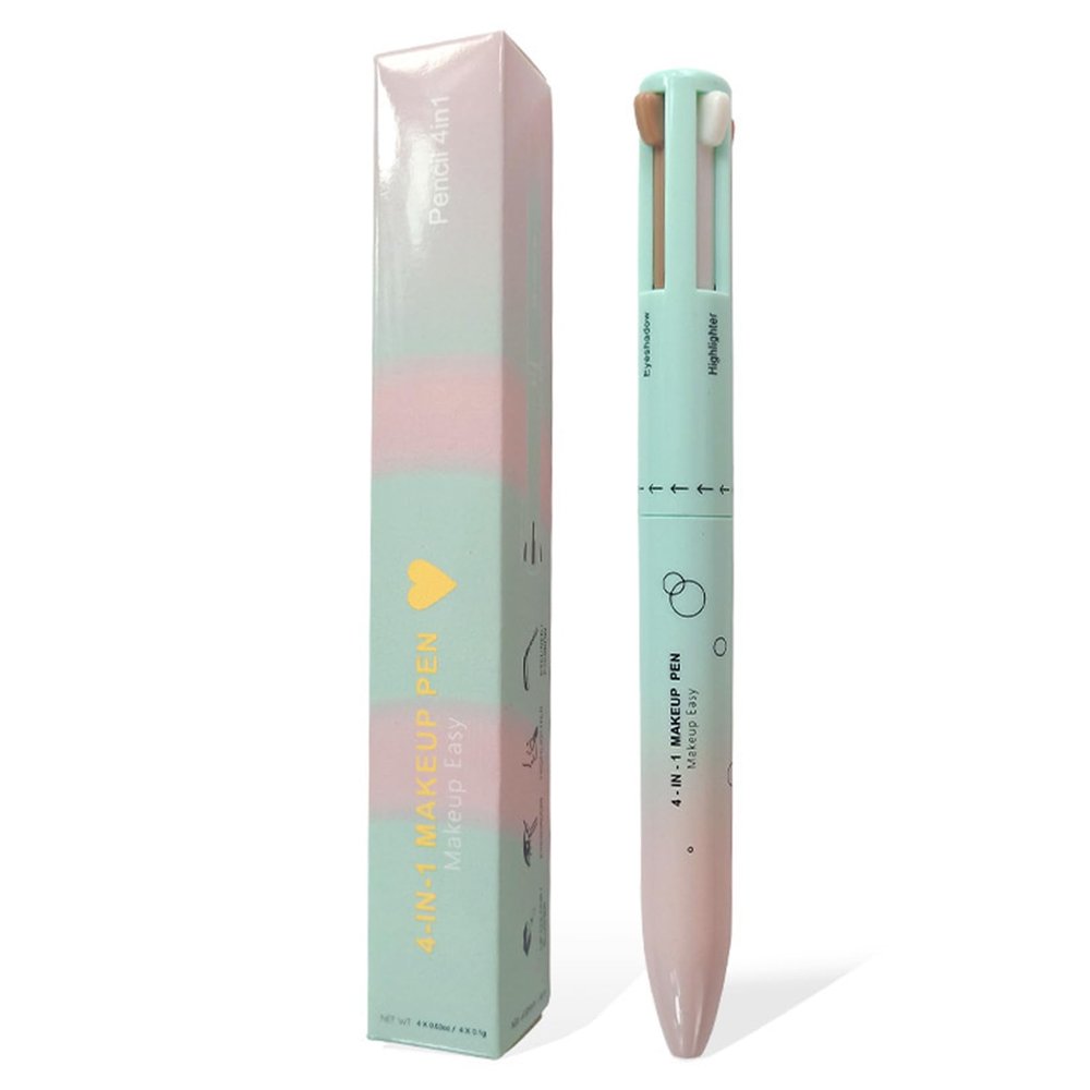 4 In 1 Makeup Pen Multifunctional Makeup Pen with Eyeliner, Lip Liner, Eyebrow Pencil, and Highlighter Portable Travel Easy-To-Apply Pencil 4 In 1