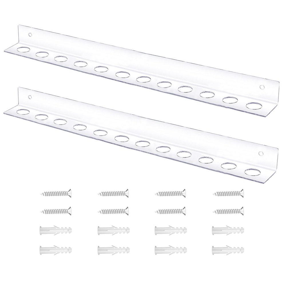 2 Pcs Acrylic Wall Mounted Shear Holder with Screws Salon Shear Holder 12 Slot Shear Organizer for Dogs and Cats Beauty Salon Barber Store Office Home, 15.75" Wide 0.12" Thick