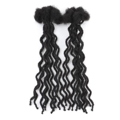 100% Real Human Hair 0.4cm Width 12 Inch Curly Loc extensions Human Hair 10 Strands Full Handmade Dreadlock Extensions Can be dyed Natural Black Color