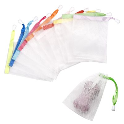 10PCS Mesh Soap Bag, Exfoliating Soap Saver Pouch, Foam Net Soap Saver, Soap Bag Soft for Shower with Drawstring